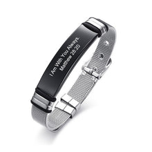 Load image into Gallery viewer, Custom Cross Men&#39;s Stainless Steel Bracelet With My Father Christian Lord&#39;s Prayer Engraved Adjustable Bangle Dropshipping