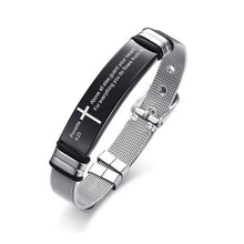 Load image into Gallery viewer, Custom Cross Men&#39;s Stainless Steel Bracelet With My Father Christian Lord&#39;s Prayer Engraved Adjustable Bangle Dropshipping