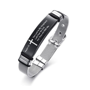 Custom Cross Men's Stainless Steel Bracelet With My Father Christian Lord's Prayer Engraved Adjustable Bangle Dropshipping