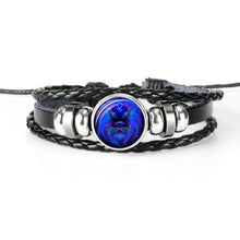 Load image into Gallery viewer, 12 Constellation Zodiac Sign Black Braided Leather Bracelet Cancer Leo Virgo Libra Woven Glass Dome Jewelry Punk Men Bracelet