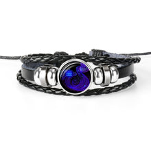 Load image into Gallery viewer, 12 Constellation Zodiac Sign Black Braided Leather Bracelet Cancer Leo Virgo Libra Woven Glass Dome Jewelry Punk Men Bracelet