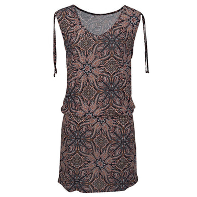 Women Regular Sleeveless Above Knee V-Neck Natural Polyester Print Sashes Casual Beach Dress