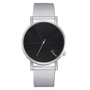 Tungsten Steel Dial Leather Band Wrist Watch