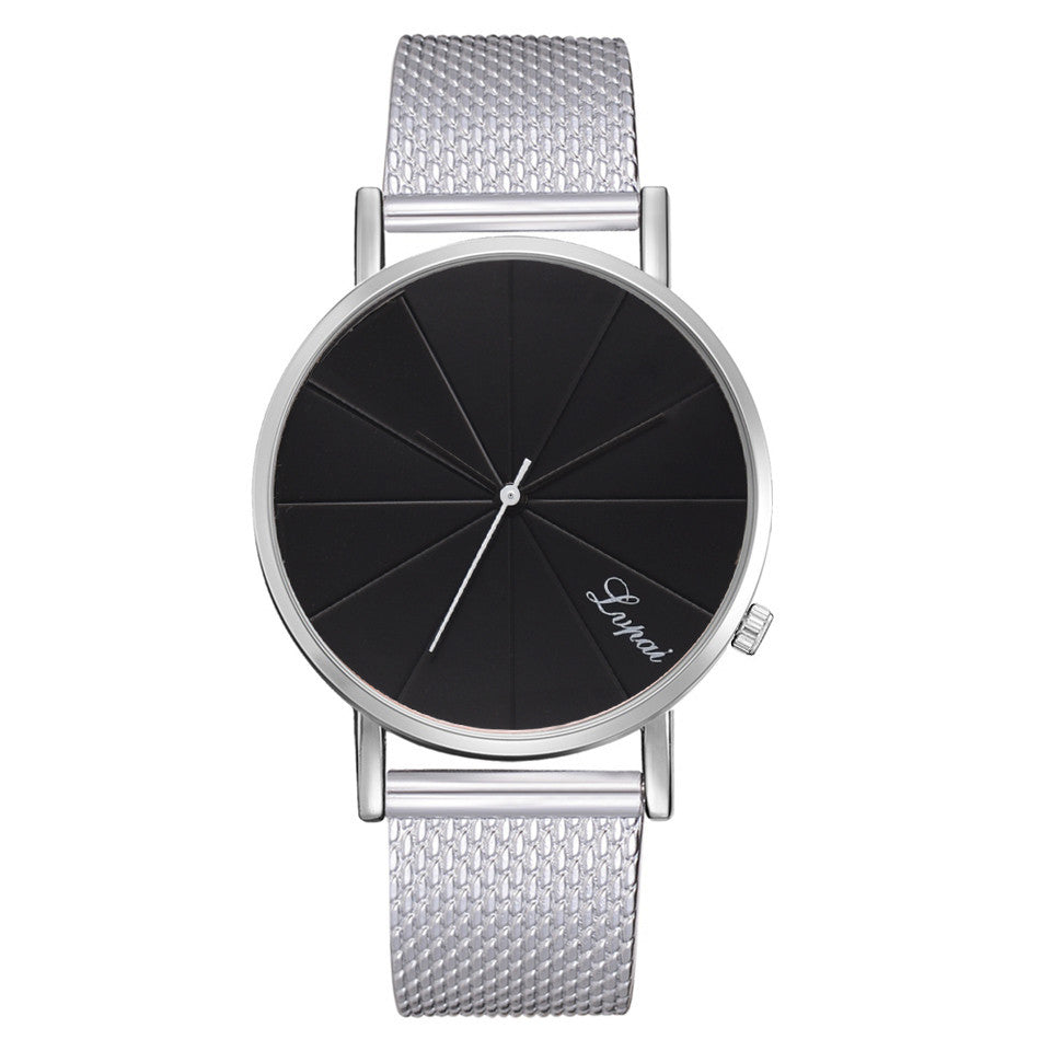 Tungsten Steel Dial Leather Band Wrist Watch