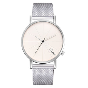 Tungsten Steel Dial Leather Band Wrist Watch