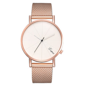 Tungsten Steel Dial Leather Band Wrist Watch